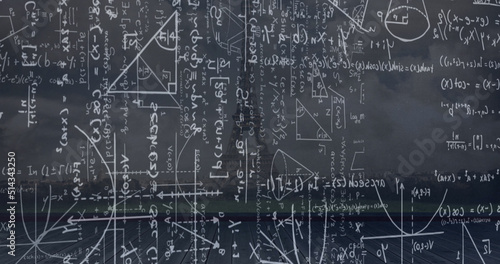 Image of mathematics formulas on black background