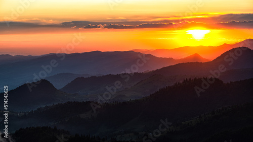 Sunset from the Prislop Pass, Rodna (Rodnei) Mountains, Carpathians, Romania. © Szymon Bartosz