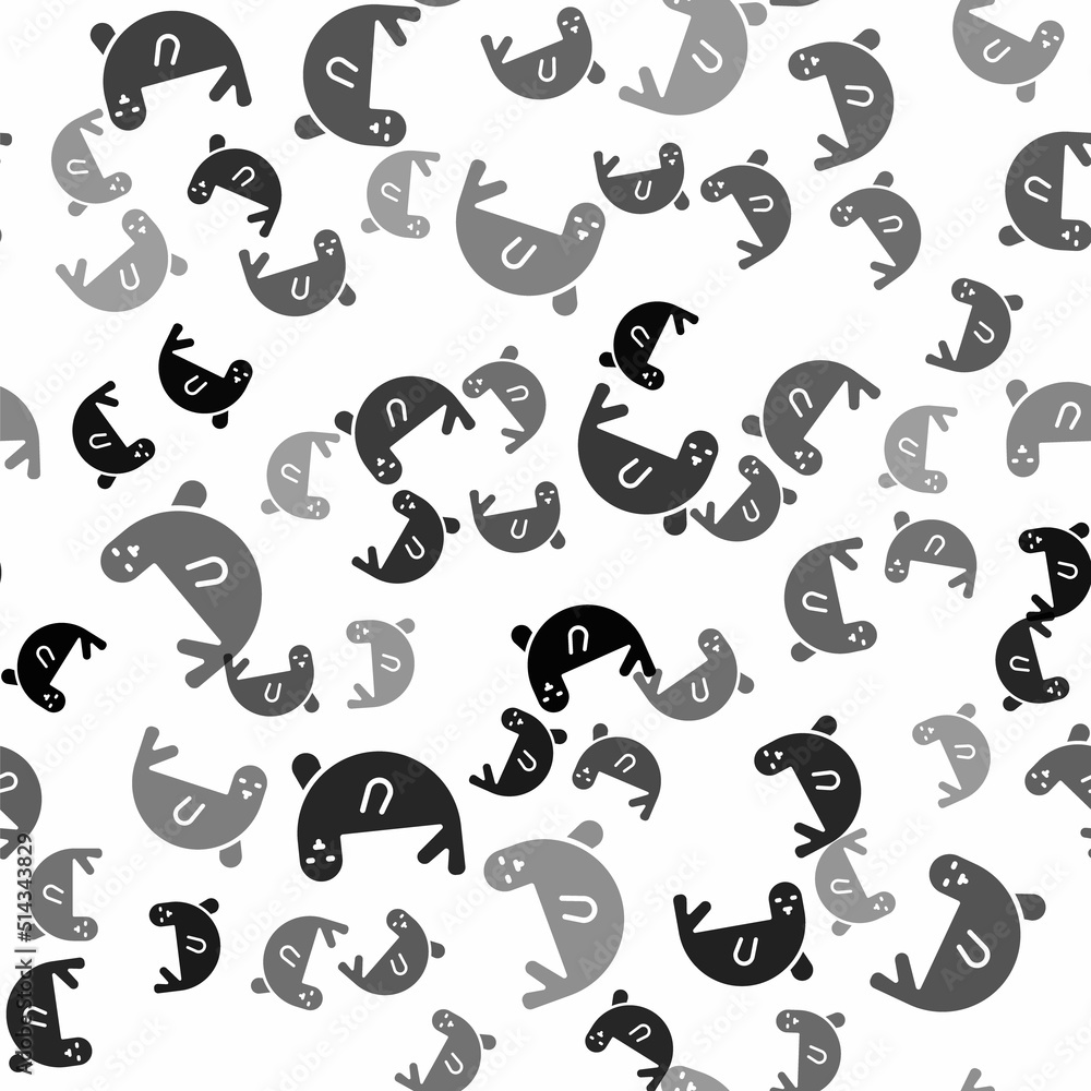 Black Fur seal animal icon isolated seamless pattern on white background. Vector Black Fur seal animal icon isolated seamless pattern on white background. Vector