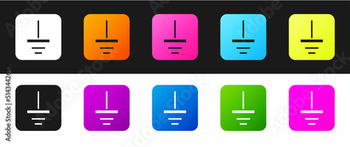 Set Electrical symbol ground icon isolated on black and white background. Protective earth ground symbol icon in electricity. Vector