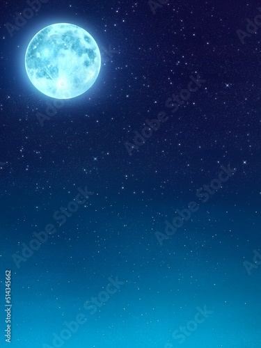 月夜と星空　背景素材 photo