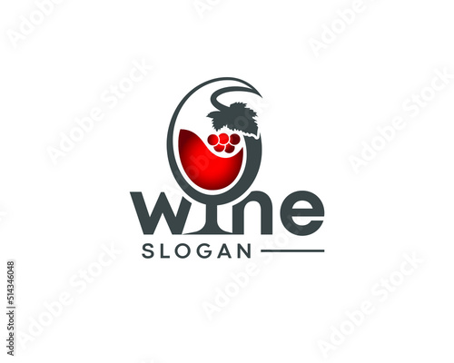 Wine logo design, wine glass, grapes logo wine or vine vector logo design