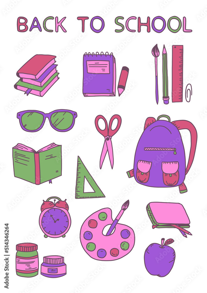 back to school illustrations set back to school illustrations set