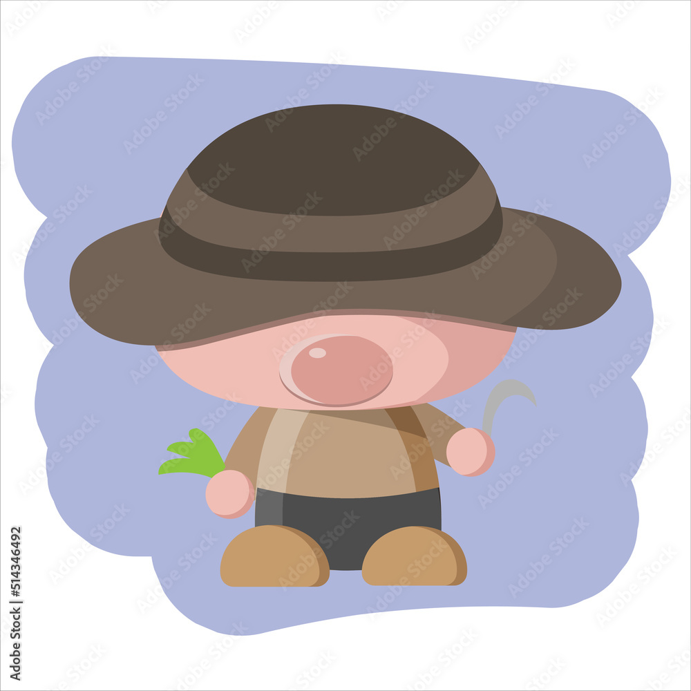 cartoon illustration of a farmer Stock Vector | Adobe Stock