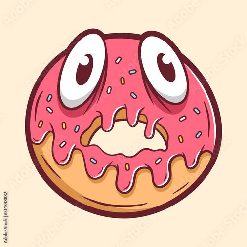 Funny monster doughnut cartoon illustration