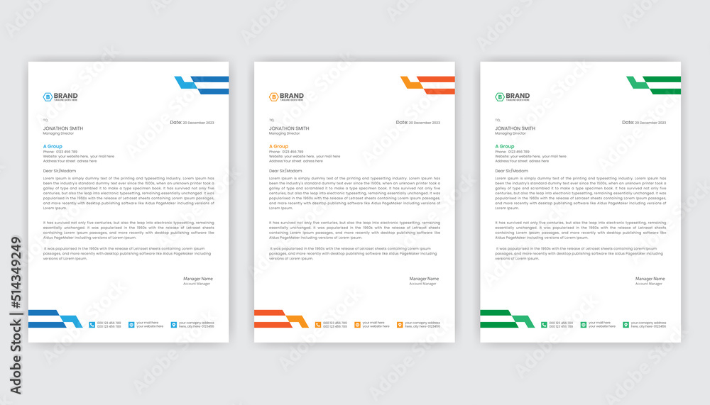 Modern and clean business style abstract letterhead design template. Professional newsletter and pad design