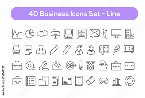 Business Icon Set - Editable Stroke - Pixel Perfect