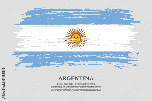 Argentina flag with brush stroke effect and information text poster, vector