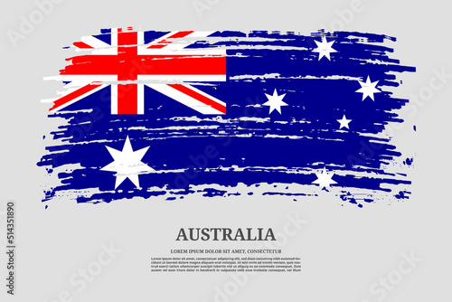 Australia flag with brush stroke effect and information text poster, vector
