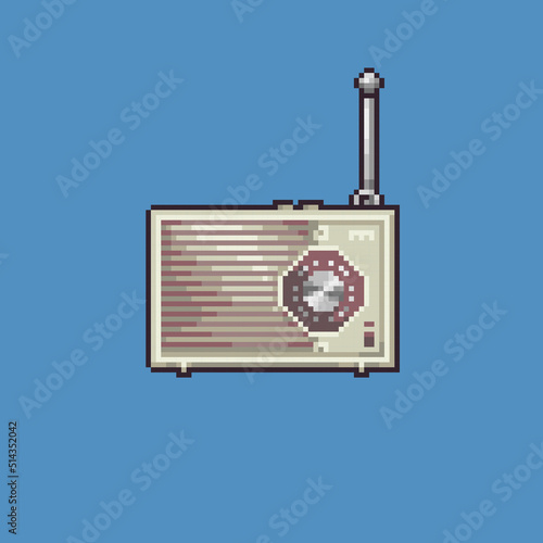 Editable vector radio pixel art illustration for game development, game asset, web asset, graphic design, and printed purpose.
