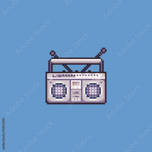 Editable vector radio pixel art illustration for game development, game asset, web asset, graphic design, and printed purpose.