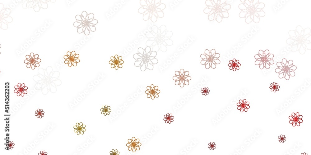 Light Green, Yellow vector doodle pattern with flowers.