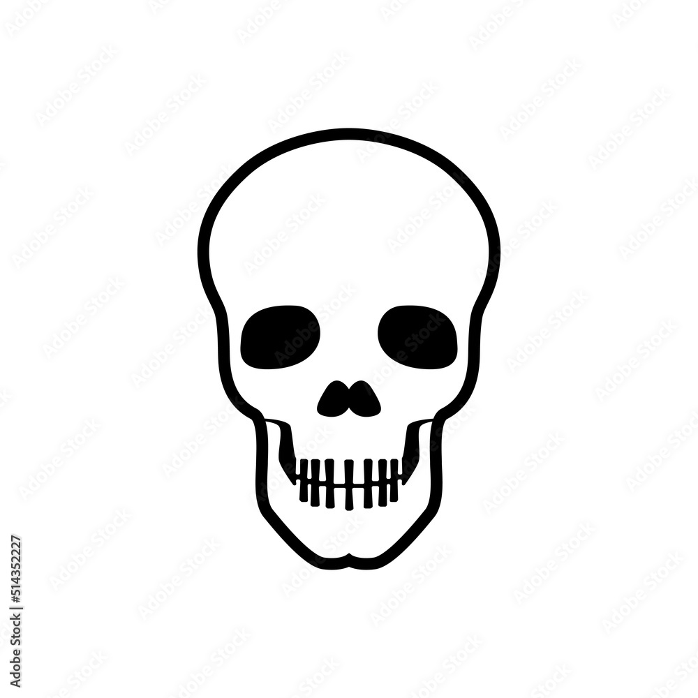 Skull head with cross bone vector graphic illustration.