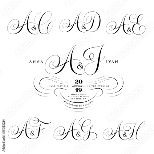 Tableau sur toile Wedding monogram designs