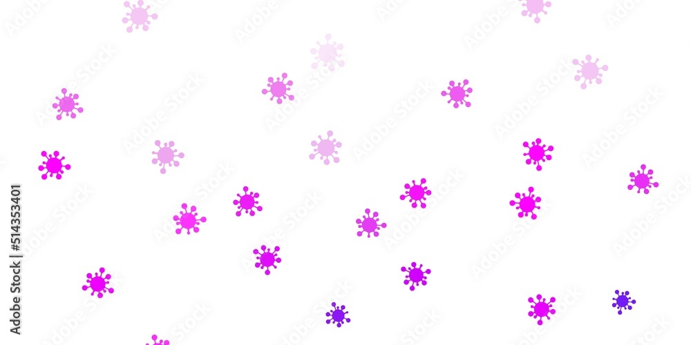 Light purple, pink vector backdrop with virus symbols. Light purple, pink vector backdrop with virus symbols.