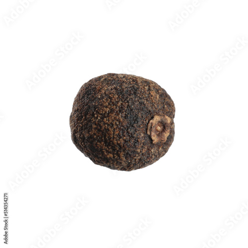 One aromatic allspice peppercorn isolated on white