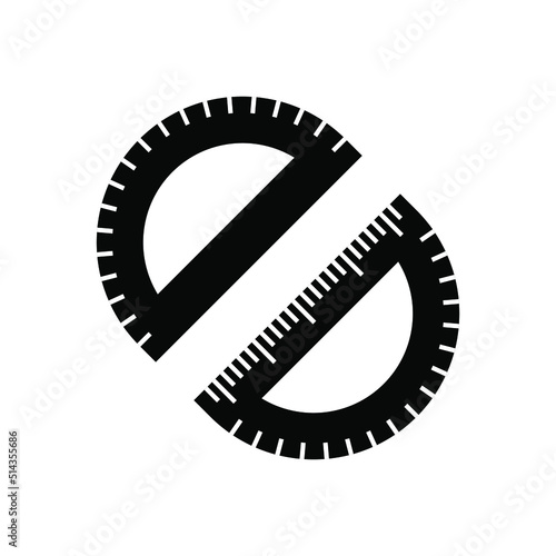 Protractor ruler black color illustration vector isolated. Half circle ruler.Ruler vector