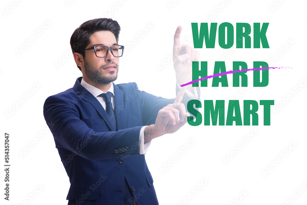 Businessman in working smart not hard concept