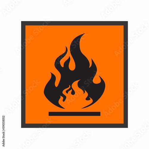 Danger Flammable Symbol Sign on white background