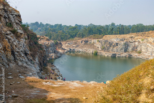 Indian tourists enjoys in winter at Marble lake in Ajodhya hills , Purulia, West Bengal. photo
