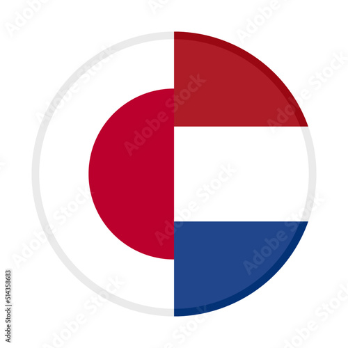 round icon of japan and netherlands flags. vector illustration isolated on white background