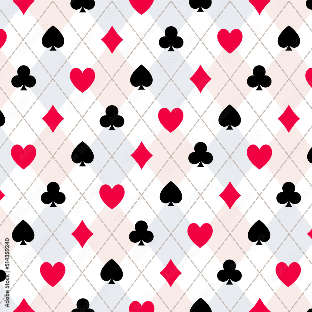 Argyle checked pattern with card suits - Vector Argyle checked pattern with card suits - Vector