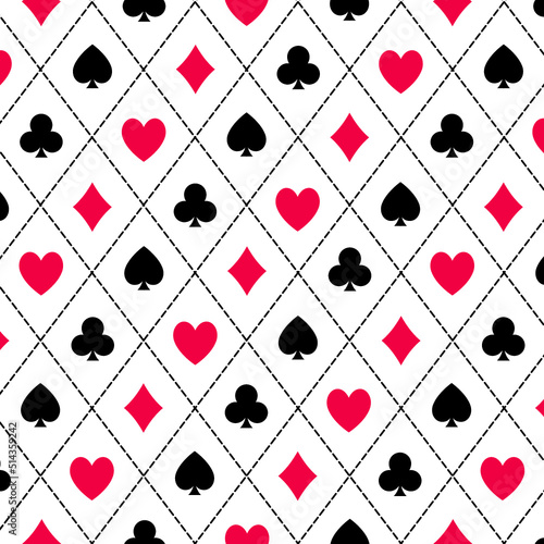 Checked pattern with card suits - Vector	