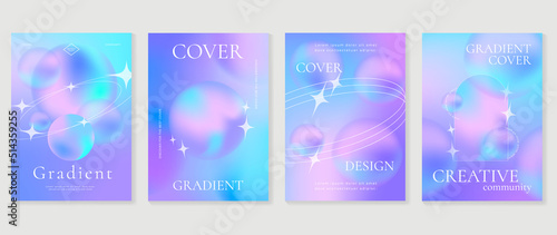 Abstract fluid gradient background vector. Minimalist style cover template with shapes, colorful and liquid color. Modern wallpaper design perfect for social media, idol poster, photo frame. 