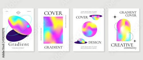 Abstract fluid gradient background vector. Minimalist style cover template with shapes, colorful and liquid color. Modern wallpaper design perfect for social media, idol poster, photo frame. 
