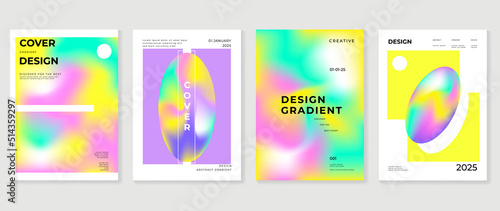 Abstract fluid gradient background vector. Minimalist style cover template with shapes, colorful and liquid color. Modern wallpaper design perfect for social media, idol poster, photo frame. 