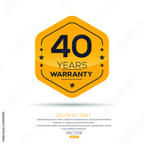40 years warranty seal stamp, vector label.
