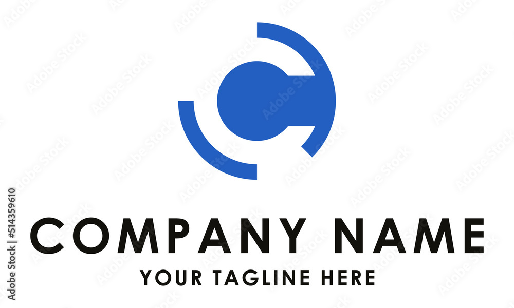 Blue Color Negative Space Initial Letter C Logo Design Blue Color Negative Space Initial Letter C Logo Design