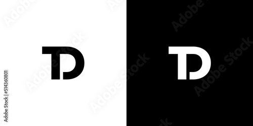 Modern and simple TD letter initials logo design