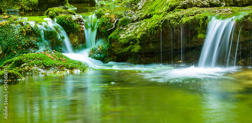 Fototapeta Naklejka Na Ścianę i Meble -  closeup small waterfall on mountain river