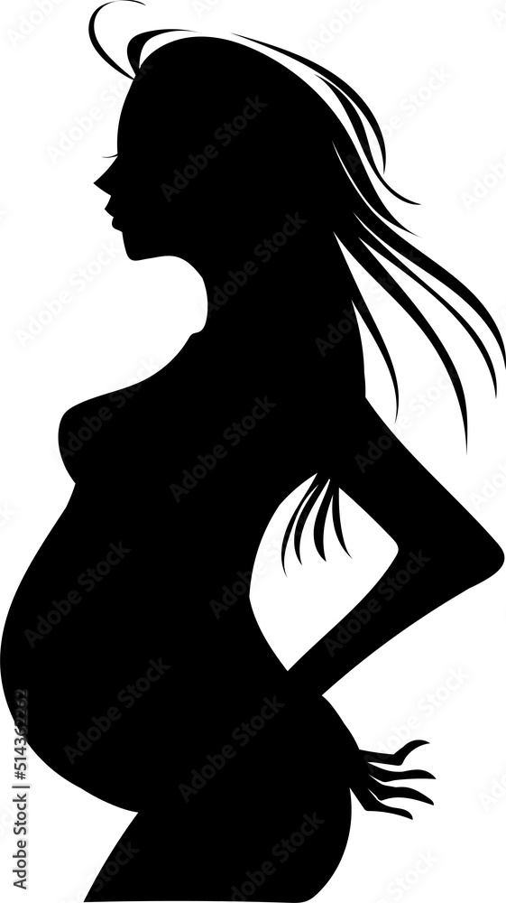 シルエット　影絵　妊娠している女性