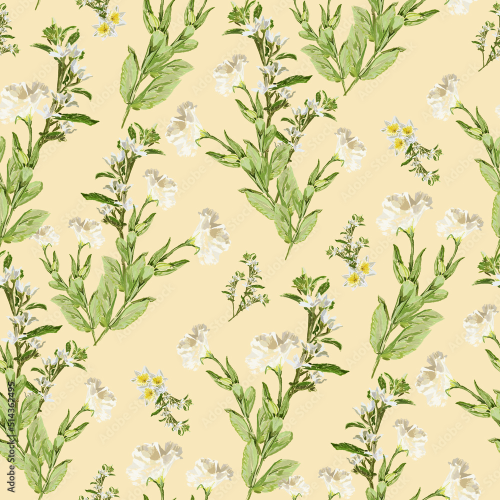 classic, nostalgic botanical seamless repeat pattern designs that would be perfect for home decor, upholstery, wallpaper or apparel.	
