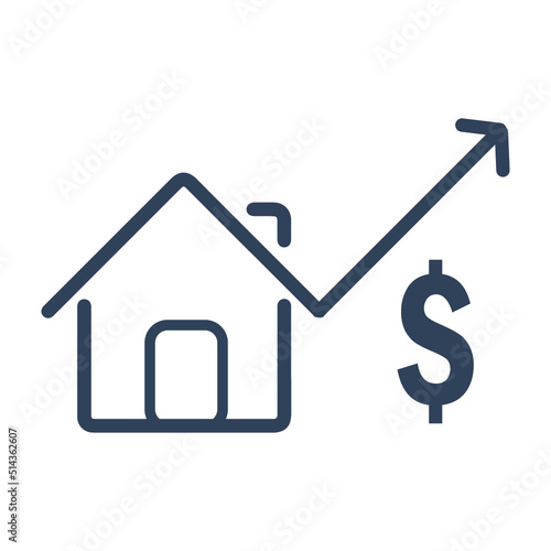 Growth, home facilities, house price icon