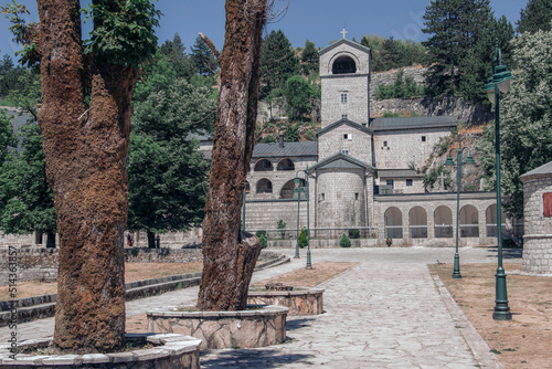 Montenegro - Cobblestone promenade leading to the Cetinje Monastery photo