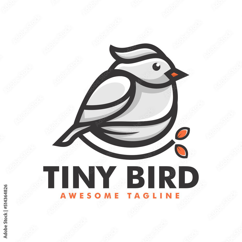 Obraz premium Vector Logo Illustration Tiny Bird Simple Mascot Style.