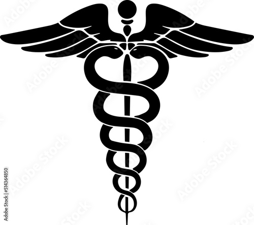 Medical Snake Caduceus Logo. Medical logo Vector Isolated on White Background. Black medical logo. Black hospital logo.