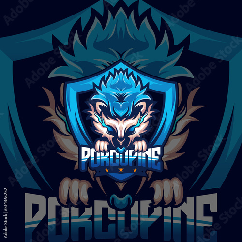 Porcupine esport logo vector design mascot. suitable for gamer logos, streamer, etc