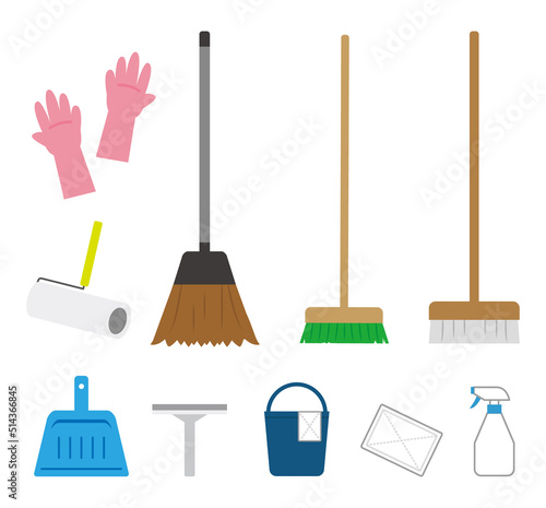 Cleaning tool set. It is vector illustration.