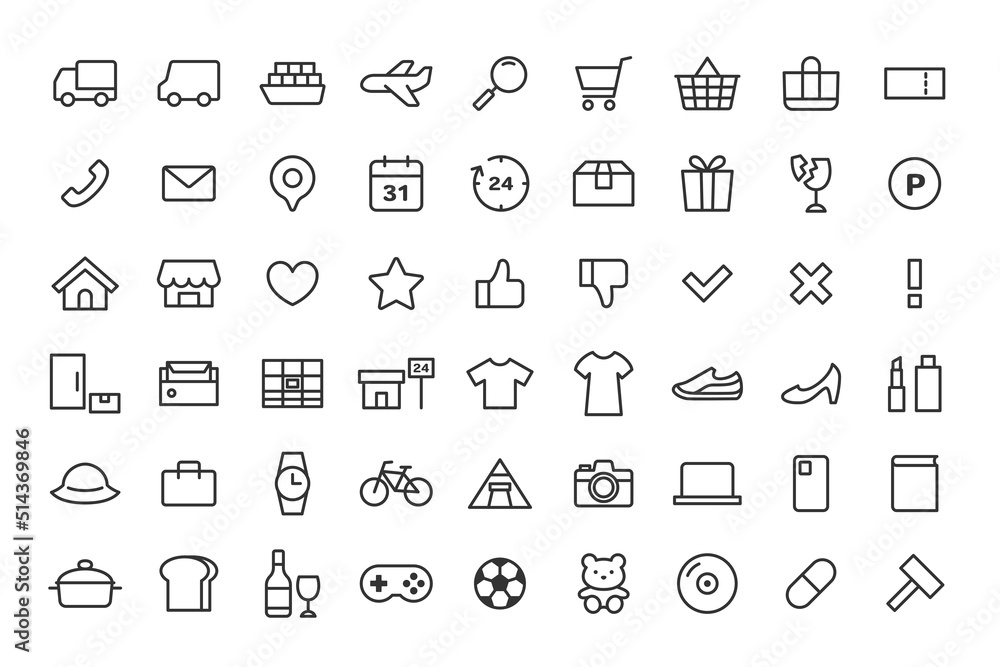 ネットショッピング関連の線画アイコンセット ネットショッピング関連の線画アイコンセット