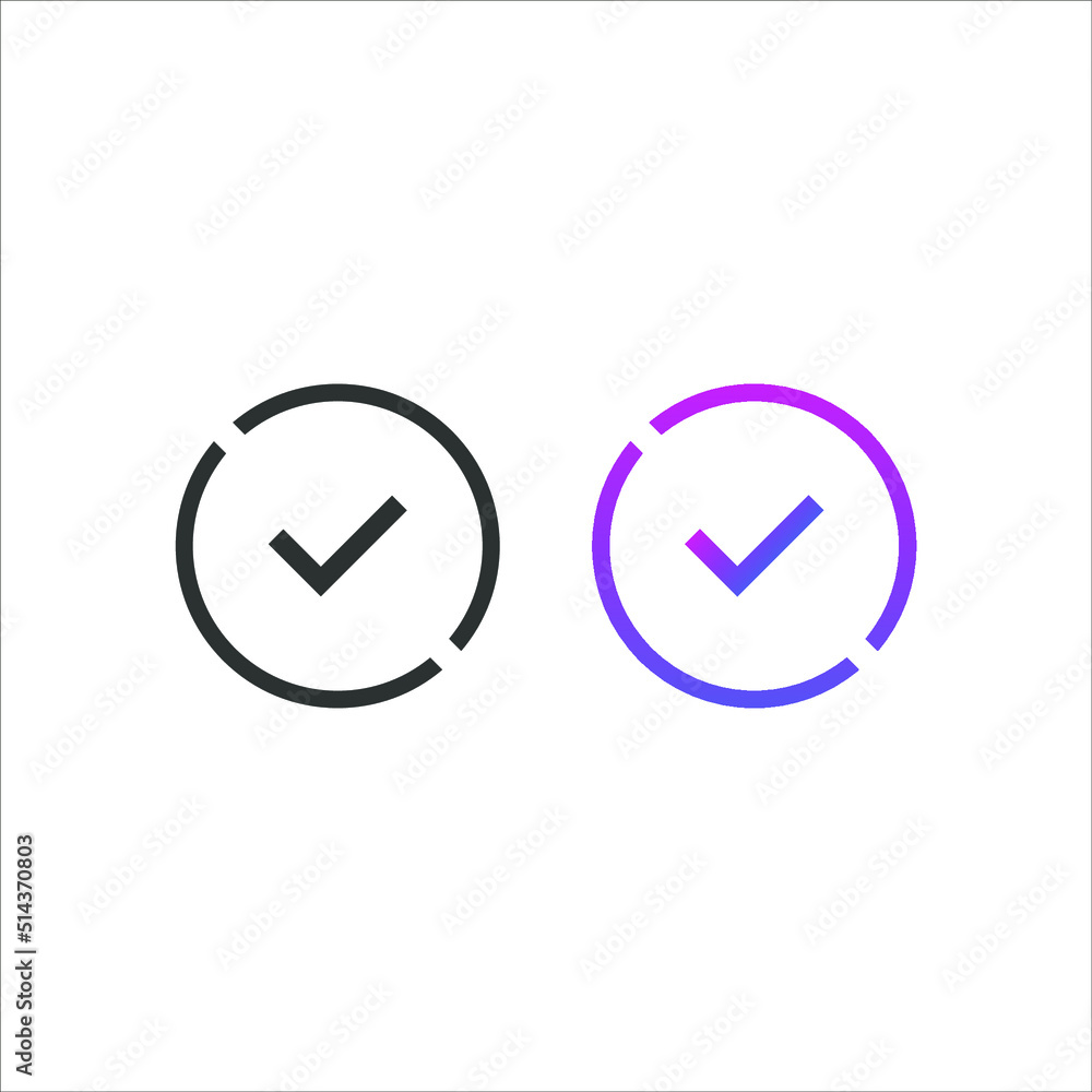 Checkmark icon, in solid and gradient color Checkmark icon, in solid and gradient color