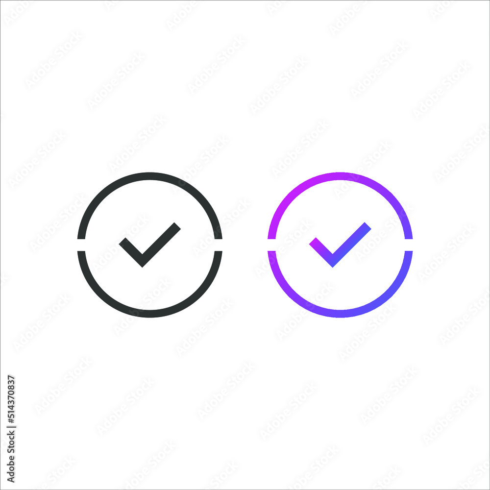 Checkmark icon, in solid and gradient color Checkmark icon, in solid and gradient color