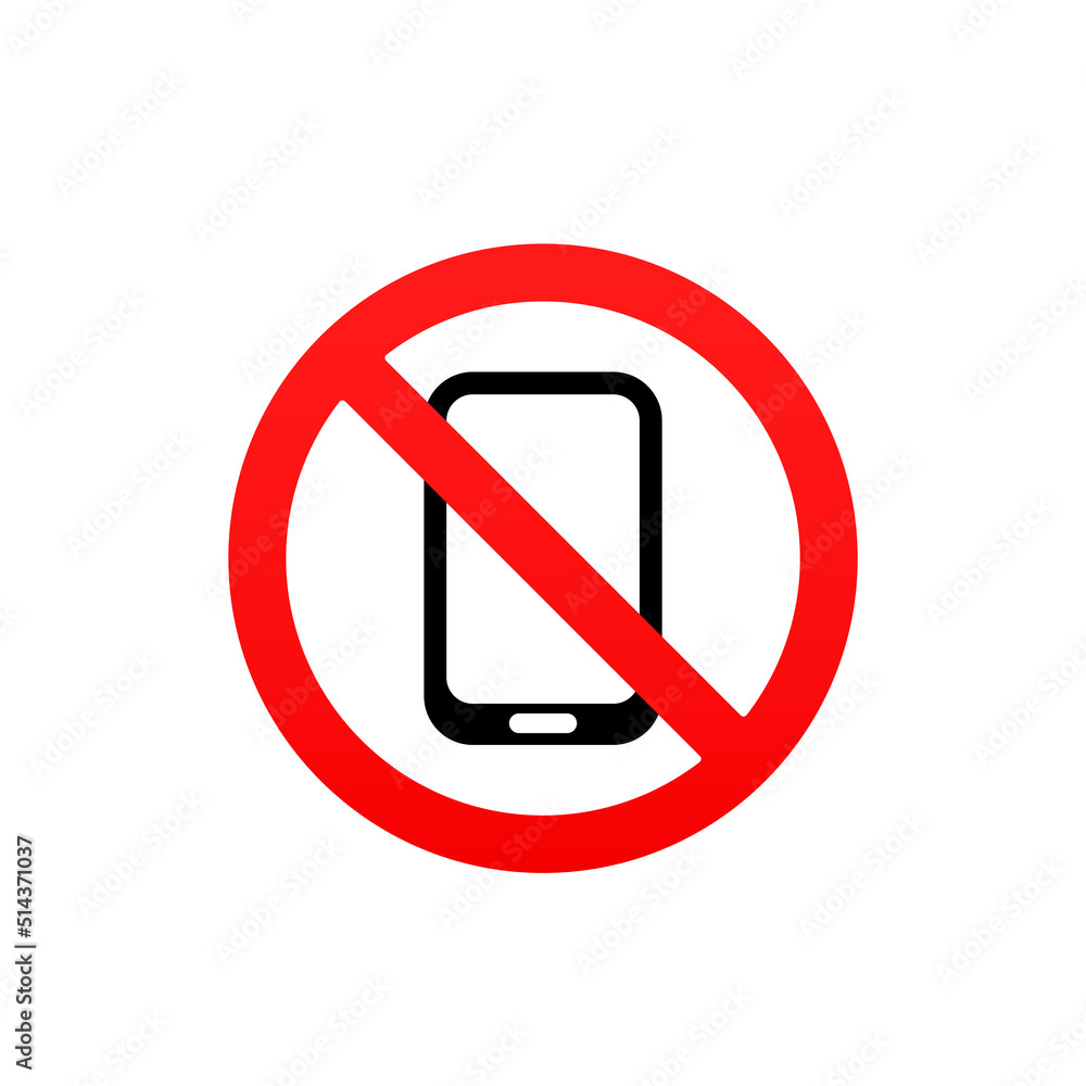 No phone sign. No talking and calling icon. Red cell prohibition. Vector illustration. No phone sign. No talking and calling icon. Red cell prohibition. Vector illustration.