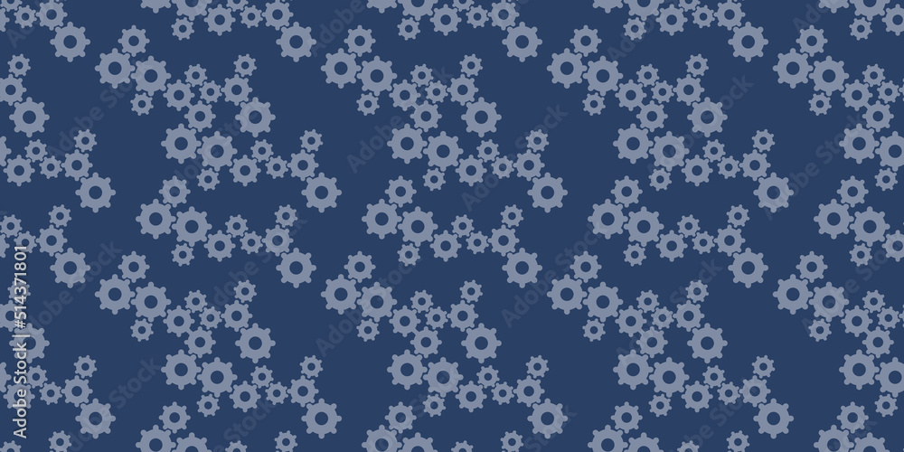 Grey Cog Wheels or Gear Symbols Pattern on Wide Scale Blue Background - Design Template in Editable Vector Format Grey Cog Wheels or Gear Symbols Pattern on Wide Scale Blue Background - Design Template in Editable Vector Format