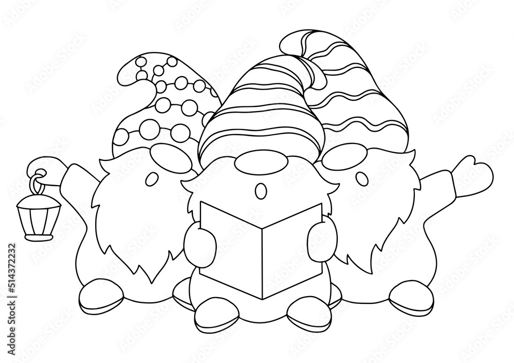 the-dwarfs-are-singing-christmas-carols-coloring-book-page-for-kids