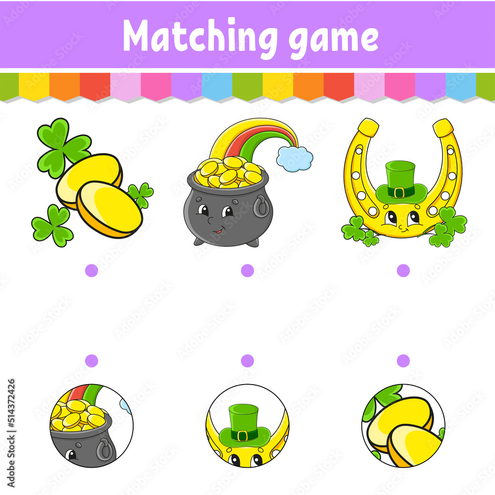 Matching game for kids. Education developing worksheet. Draw a line ...
