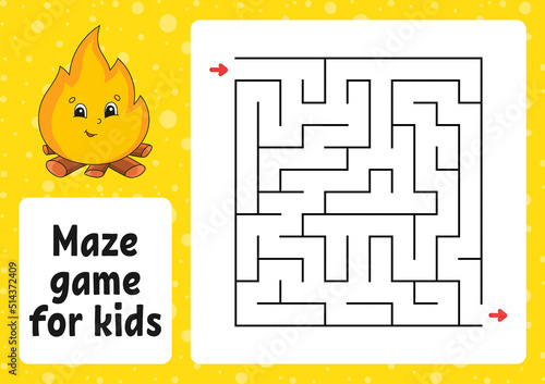 Maze game for kids. Funny labyrinth. Activity worksheet. Puzzle for children. cartoon style. Logical conundrum. Color vector illustration.